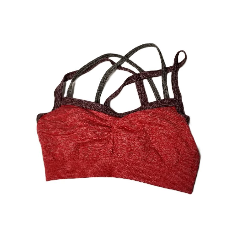 CALIA Carrie Underwood Strappy Sports Bra Red Seamless Yoga Small